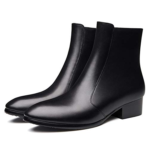 El Nuevo Botas de Tobillo for Hombre Botas de Tobillo Negras con Cremallera for Hombre Holiday For Show Cuero Puro(Negro,40 EU)