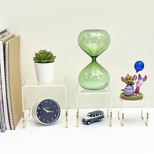 Pbf Photo Booth Frames Acrylic Riser Display Stands - 3 Pieces- Clear- Gold Accents Acrylic Risers Shelf Riser Display Stand Set #TOP2