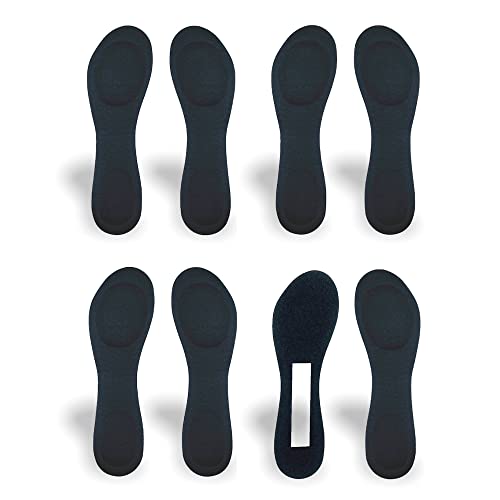 Image of CB 4-Pairs of Cloth Surface Sponge Inserts Invisible Slim Lightweight Insoles Liners, Ball of Foot Pain Relief Cushion, Barefoot Support, 3 /4 Length for Women's Shoes 5-8, Style B, Black