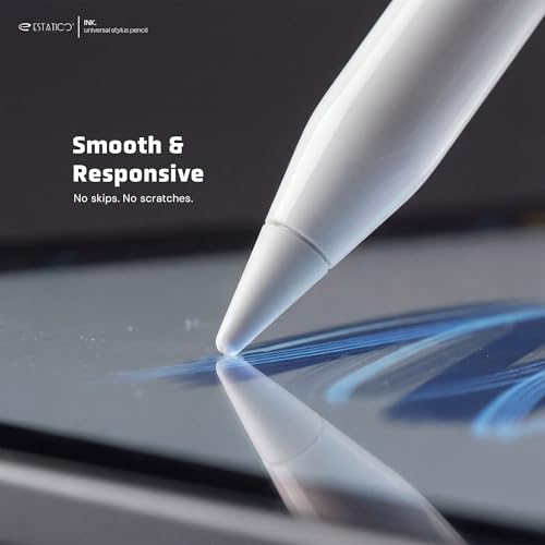 Image of Estatico Ink Universal Stylus Pen for All Touchscreen Devices, iPad & Android Tablets | One Tap Activation, USB-C Fast Charging & LED Battery Indicator | Magnetic Attachment, 2 Tips, Free Stylus Case