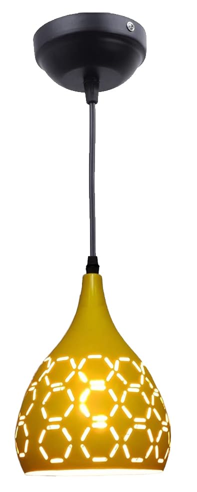 Image of GreyWings Yellow Aluminium Hanging Pendant Light for Ceiling Decorative Hanging Light,(Bulb not Included) Pack of 1