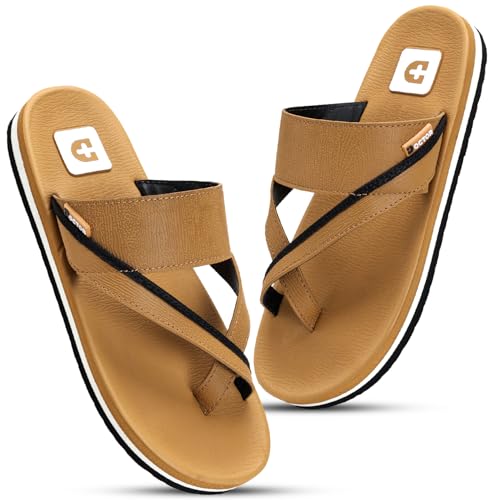 Image of Men's Comfort Slippers with Cross Strap Design | Cushioned Footbed & Shock Absorbing Sole | Lightweight Everyday Wear Slippers for Office, Home & Casual Walking