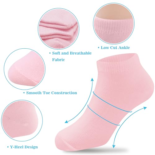 Duufin 12 Pairs Girls Socks Ankle Athletic Half Cushion Low Cut Socks for Girls Kids3