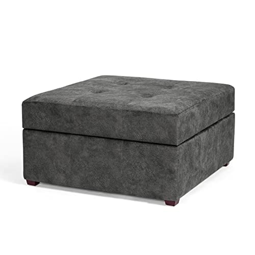 Homebeez KX0040-3 Fabric Button Tufted Storage Ottoman Bench, Square Coffee Table Footstool Footrest cover