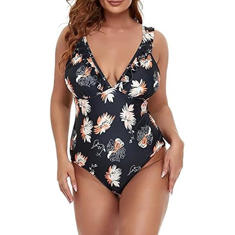 Yisss Women's One-piece Swimsuits Plus Size Swimsuit For Women Multicolor Triangle Swimsuit Bikini Ladies Tummy Cover