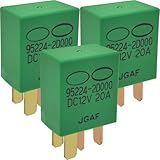3-Pack 95224-2D000 Relay - 20A 12VDC 4-Pin SPST Automotive Relay - Compatible with Select Hyundai/Kia Vehicles - Fixes P0697 & Cooling Fan Failures (Replaces Denso 25510-2D000)