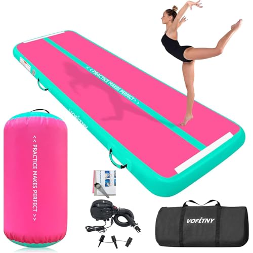 VOFiTNY All Purpose Gymnastics Mat 10ft Sturdy Inflatable Tumble Track with Air Roller for Home/Gym