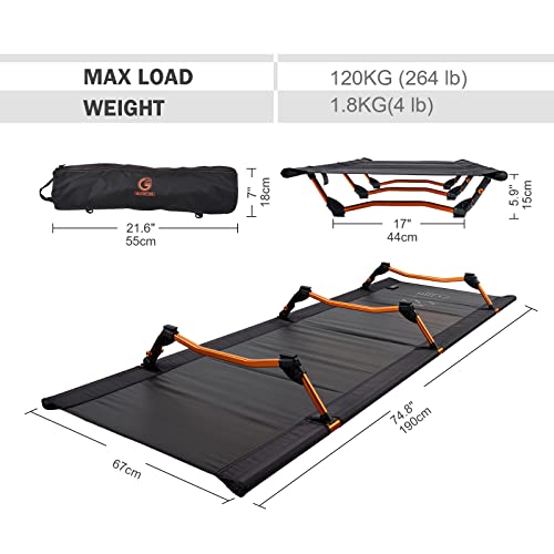 G2 Go2Gether Foldable 4Lbs Camping Cot, Durable Travel Tent Cot, Ultralight For Backpacking, Summer Hiking, Mountaineering, Easy To Use For Woman & Man, Comes With Storage Bag #TOP1