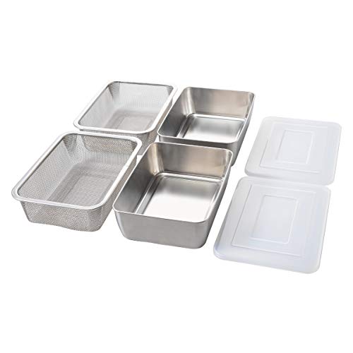 Küchenschläger Edelstahl Schläger Set Tief Edelstahlschläger mit Deckel / Eckig C - Bild 1 von 1