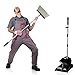 Broom and Dustpan Set with Lid, Stainless Steel Long Handle and Light Weight Lobby Broom Combo, Upright Dust Pan Ideal for Home, Kitchen, Room, Office Use by QJQBMAI