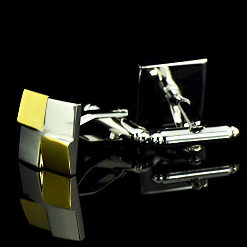 Mancuernillas KnBoB para hombre cuadradas plata y oro miniatura 3