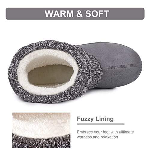 FamilyFairy Women's Woolen Yarn Knit Bootie Slippers Comfy Warm Plush Fleece Memory Foam House Shoes for Indoor Outdoor4