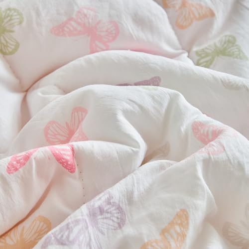 Image of Joyreap 4 Piece Toddler Bedding Set- Pink n Purple Butterflies Design, Microfiber Toddler Bedding Comforter Set for Girls