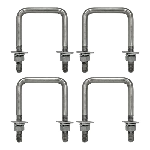 A.A Square U Bolt with Hardware for Boat Trailer Galvanized Steel 1/2 Diameter x 3-1/16 x 4-5/16 for 3x3 Beam (4 Pack)