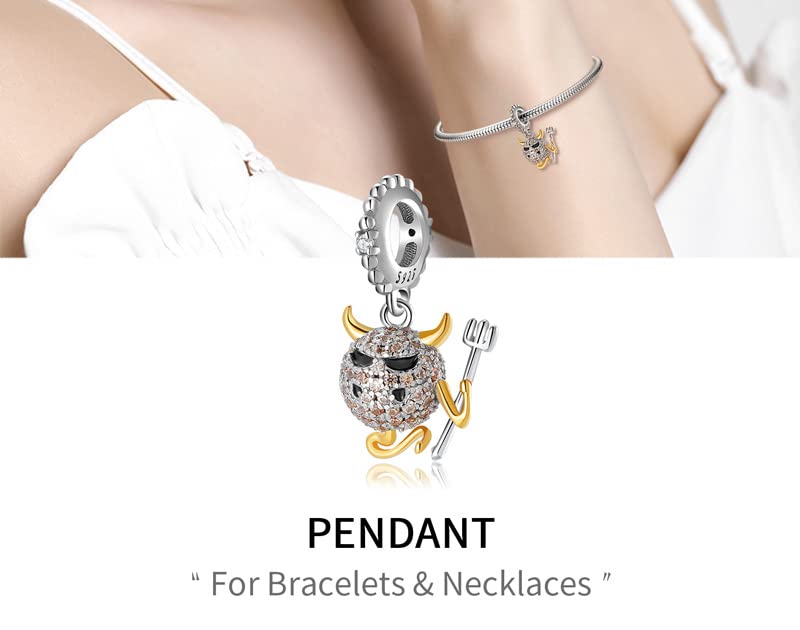 Image of Little Devil Charm Devil Charm Halloween Series Charm 925 Sterling Silver Beads Fit for DIY Charm Bracelet & Necklace
