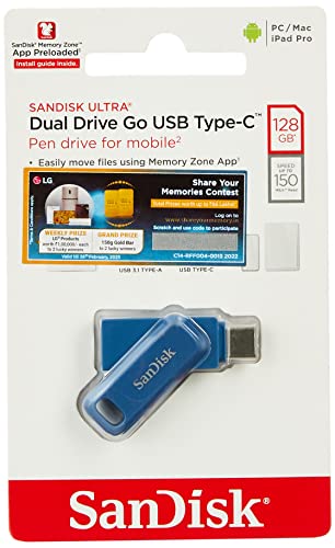 Image of SanDisk Ultra microSDXC UHS-I Card, 128GB, 140MB /s R, 10 Y Warranty, for Smartphones & Ultra Dual Drive Go USB Type C Pendrive for Mobile, Navy Blue, 128GB, 5Y Warranty