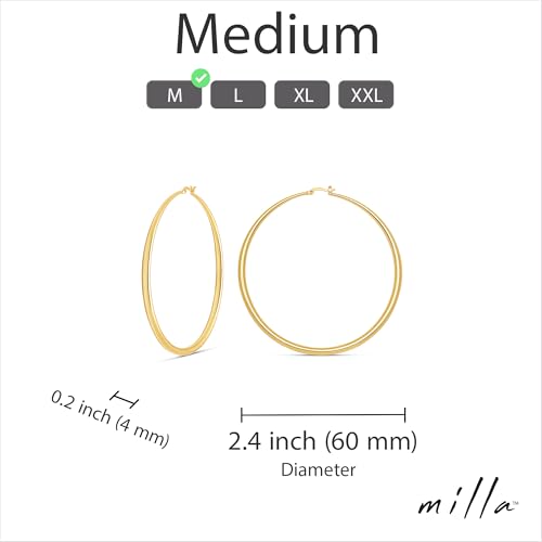 MILLA 14K Gold Hoop Earrings For Women, Silver Hoop Earrings & Rose Gold Earrings with Graduated Curvature3
