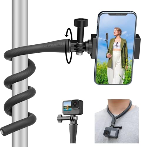 Image of TELESIN Flexible Clamp Mount Selfie Stick Extension Pole for GoPro Insta360 Phones, Camera iPhone Android Tripod Stand Neck Holder for Bike, Motorcycle, Boat, Tube, Treadmill, Stroller, Car, Desk