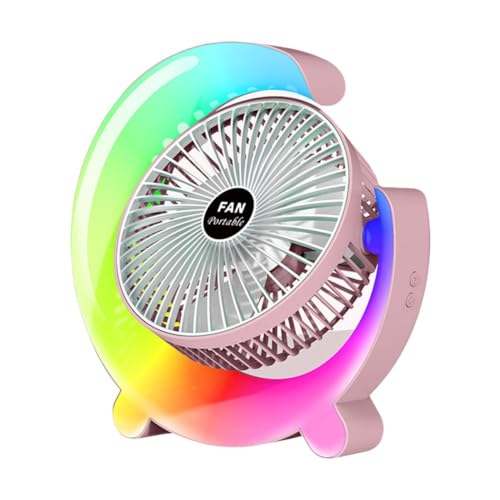 Wmool Ventilador de escritorio tipo C, ventilador portátil pequeño de 9 pulgadas, 3 velocidades, mini ventilador personal de escritorio ajustable 180° A con rotación