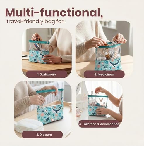 Image of Medicine Kit | Multipurpose All-in-One Compact, Durable, Lightweight, Waterproof, Bag | Travel Friendly Pouch | Ideal for Stationary, Diaper, Medicines (Sea & Ocean Print)