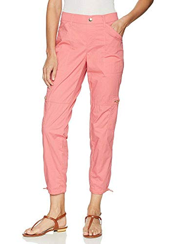 Rafaella Womens Comfort Waist Lightweight Pull-On Ripstop Cargo Ankle Pants (Desert Rose, 16)