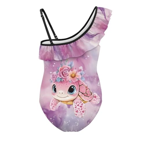 One Piece Swimsuit for Teen Girls Casual Ruffle Bathing Suit Trendy One Shoulder Swimwear with Adjustable Strap3