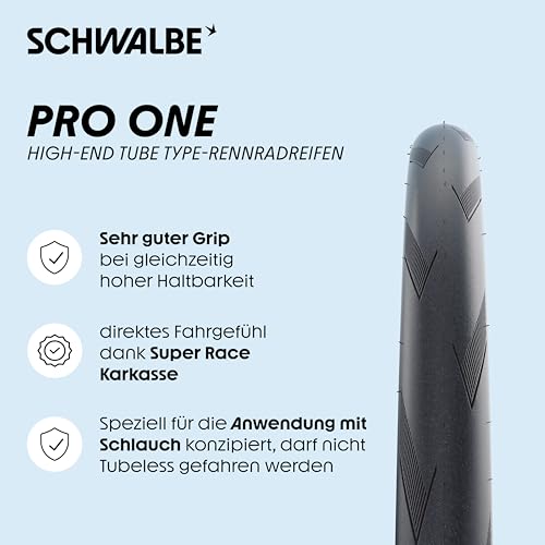 Schwalbe Pro One Fahrradreifen – High-End Rennrad Reifen Tube Type für Training & Rennen – Super Race Karkasse… – Ansicht 2