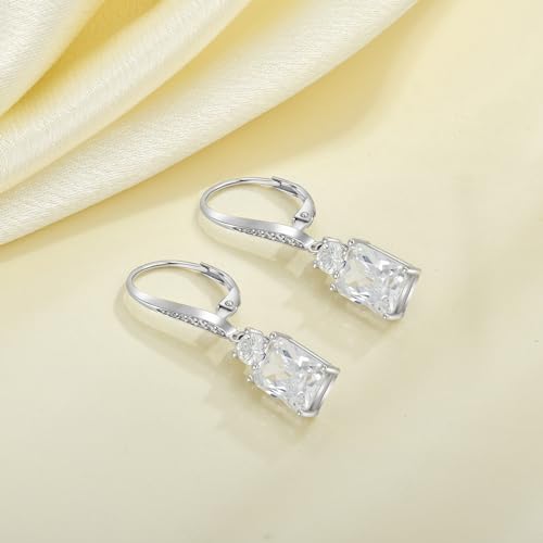 JO WISDOM Women Dangle Earrings,925 Sterling Silver Birthstone Leverback Earrings with 7 * 9mm Valentines Day Gifts for Her Jewelry Mothers Day Christmas Gifts for Women4