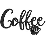 Coffee Bar Wall Sign Metal Hanging Sign Vintage Black Coffee Cup Letter Decor Hot Cocoa Bar Supplies Farmhouse Kitchen Wall Art Decor(Simple Style)