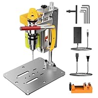 Yofuly Säulenbohrmaschine Mini-Bohrmaschine mit 7 Geschwindigkeiten, Mini Bank Tischbohrmaschine Drehzahlreglung Bankbohrmaschine für Holz, Metall und Kunststoff Electric Drill Press