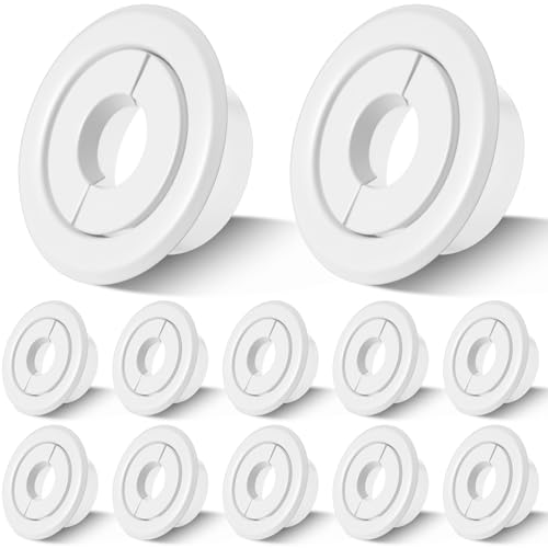 Shimeyao 12 Pcs Retrofit Recessed Fire Sprinkler Escutcheon 1/2 Ips Split 3 Piece 3/4 Adjustment Sprinkler Head Cover Plate Trim Ring for Fire Trim Ceiling (White)