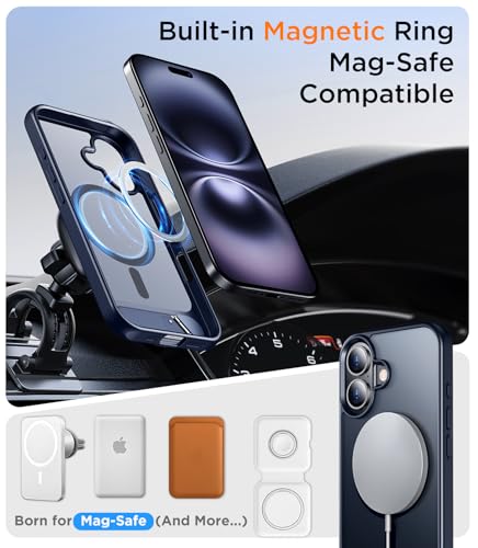 Image of Magnetic Compatible with iPhone 16 Plus Case, [Built-in Invisible Kickstand][Compatible with MagSafe] [Military Grade Shockproof] Slim Translucent Matte Phone Case for iPhone 16 Plus 6.7 inch