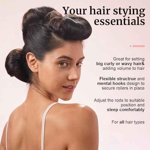 Image of MAYCREATE 6PCS Heatless Hair Curler to Sleep in No Heat, Satin Heatless Curls Overnight Rods Curling Set Jumbo Foam Sponge Hair Rollers Curlers for Long Hair Women Styling Tool, Beige