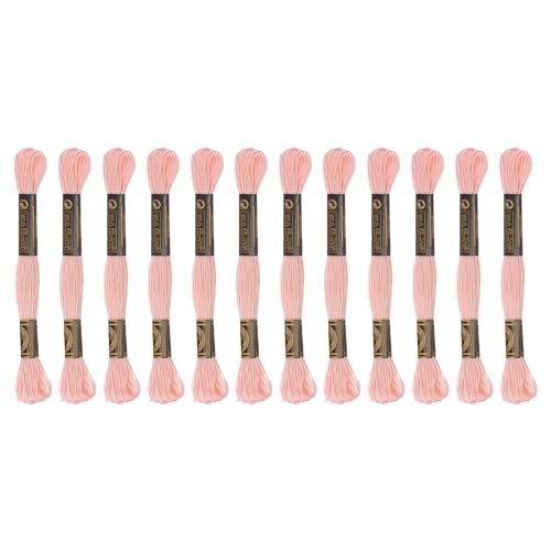 Image of HARFINGTON 12 Skeins Embroidery Floss 8.75yds(8m) Egyptian Long-Staple Cotton Cross Stitch Thread for Sewing DIY Bracelet Yarn String and Crafts, Petal Color(6020)