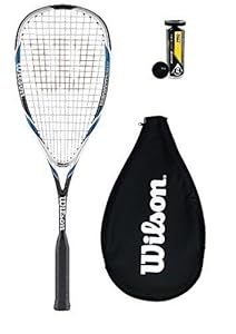 Wilson Hyper Hammer 120 PH Squashschläger + 3 Dunlop Squash Bälle - Blau + 3 Pro Bälle