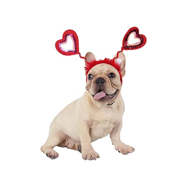 Valentines heart headband dog costume pet red love hearts headband for dog cat glitter valentine's day supplies - image 7