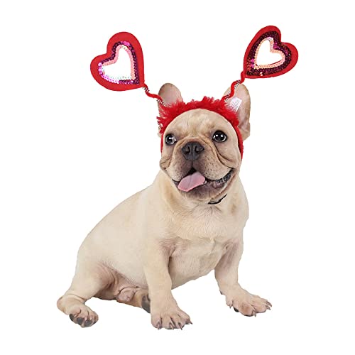 Vincha de corazón para perro rojo talla grande miniatura 6
