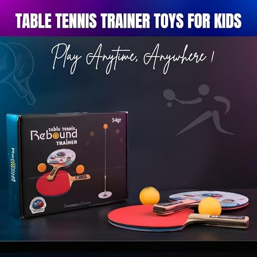 Image of Training Table Tennis Set for Kids & Adults | Elastic Soft Shaft Ping Pong Trainer with Stable Iron Base | Indoor & Outdoor Reflex Practice Game for Hand-Eye Coordination