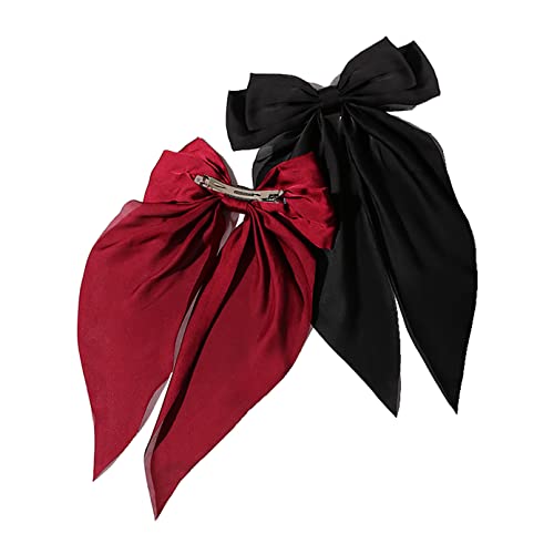 Pinza para cabello con lazo negro largo Kefley miniatura 5