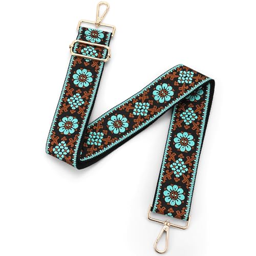 Image of Flower Purse Strap Replacement Embroidery Crossbody Shoulder Strap for Handbag Canvas Purse Extender Accessories