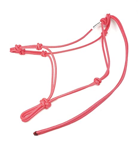 Knotty Girlz Horse Rope Training Halter - 4 Knot 1/4" Stiff Halter Cord - Used By Famous Trainers Multiple Sizes Multiple Colors (Pink, Mini) #TOP8