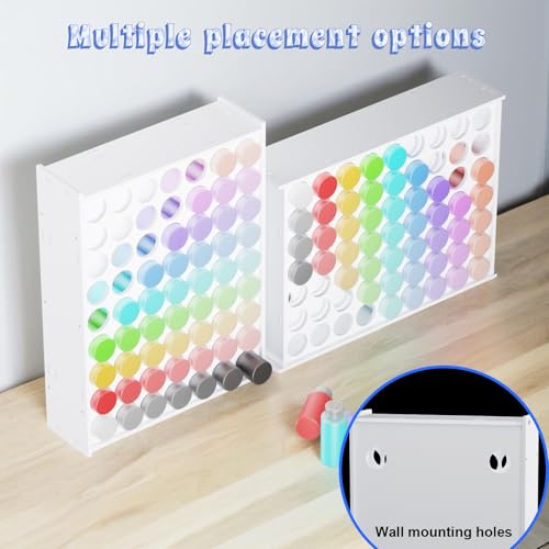 Image of 63 Holes Acrylic Paint Storage Organizer for 2 oz Craft Paints, Craft Paint Storage Tower, Stackable Bottle Rack Stand Desk Organizer for Apple Barrel, Folkart (63 Holes)