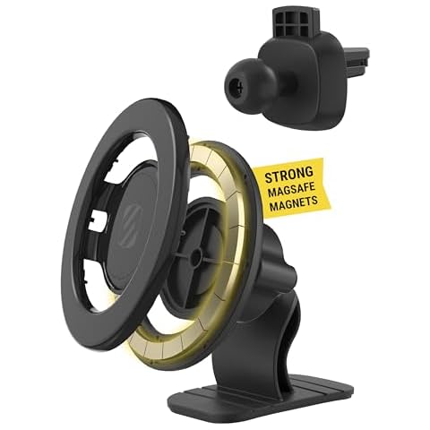 Scosche MagicMount SMSDV-SP MagSafe Car Mount, Magnetic Cell Phone Holder for Dashboard/Vent Compatible with iPhone 16 15 14 13 12 Pro, Pro Max, Plus, Mini and Mag Safe Case, Dash/Vent Phone Stand Cover