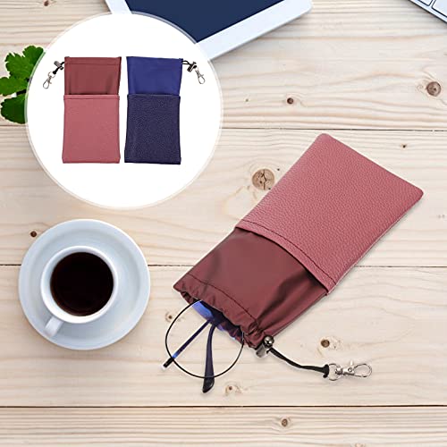 DOITOOL 2 peças de couro de poliuretano para óculos de sol, bolsas de armazenamento, bolsas para ócu