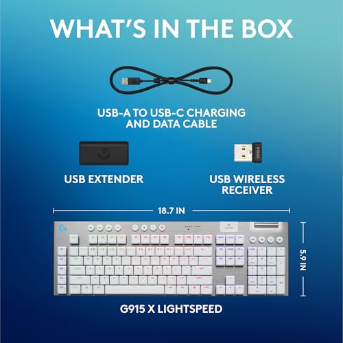 Logitech G915 X Lightspeed Wireless Gaming Keyboard (Tactile) - White | Low-Profile, Double-Shot PBT Keycaps, Fully Programmable Keys, RGB Backlighting, Sleek Aluminum Finishing, GL Brown - image 9