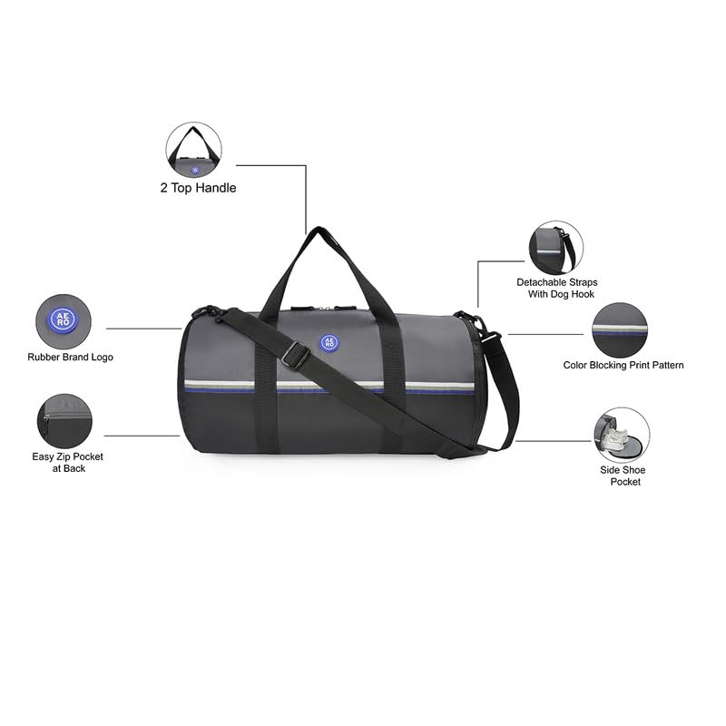 Image of Aeropostale Duo Unisex Polyester 38L Gym Bag Duffel - Grey