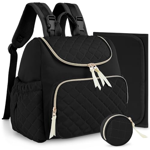 Image of Yoofoss Diaper Bag Backpack, Diaper Bags for Boys Girls, Baby Diaper Bag with Changing Pad, Stroller Straps and Pacifier Case, Baby Bag for Mom Black Square