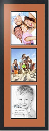 ArtToFrames Collage Photo Frame Double Mat with 3 - 8.5x11 Openings and Satin Black Frame