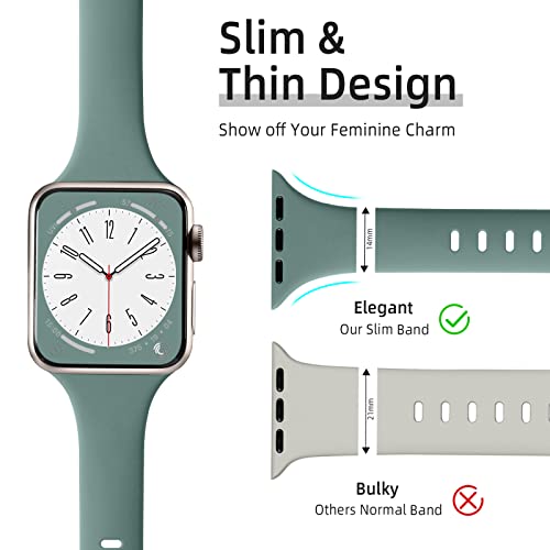Image of Lerobo 6 Pack Silicone Slim Bands Compatible for Apple Watch Band for Women 42mm 44mm 45mm 46mm, Brethable Sport Slim Strap Thin Replacement Wristband for iWatch Series 11 /10 /9 /8 /7 /6 /5 /4 /SE /3 /2 /1