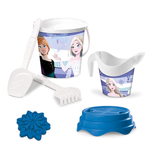 Mondo Toys - BUCKET SET + WATER CAN FROZEN - Seau 17 cm avec cruche pour eau - Jouet de plage (6 pièces) pour enfants - 28194